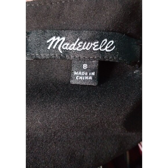 Madewell Maxi Dress Womens 8 Wraparound Black Red Blue Stripe V Neck 3/4 Sleeve - Picture 3 of 10